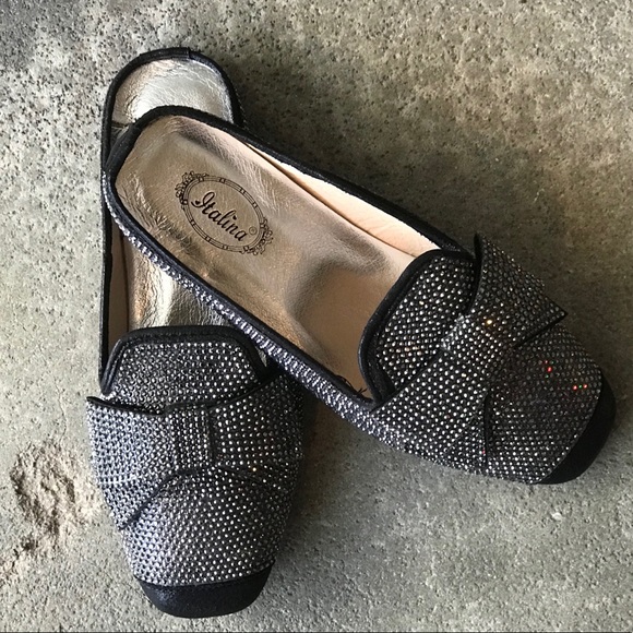 1 Left! Italina Black Rhinestone Slide Flat Mule - Picture 5 of 8